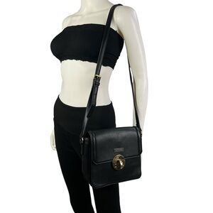 Vittorio Italian Leather Black Crossbody Handbag‎